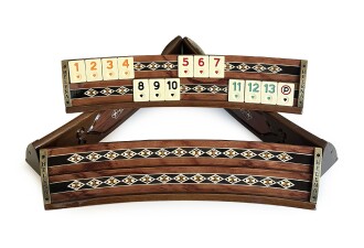 Helena Wood Art Mozaikli Oval Masif Okey Takımı Gül - 10