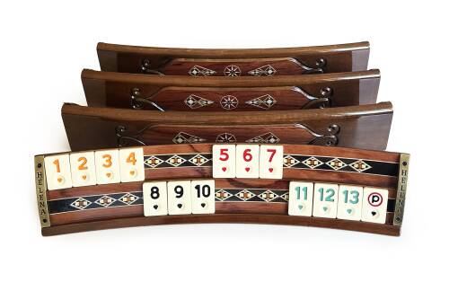 Helena Wood Art Mozaikli Oval Masif Okey Takımı Gül - 3