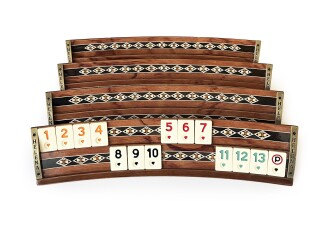 Helena Wood Art Mozaikli Oval Masif Okey Takımı Gül - 6