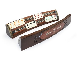 Helena Wood Art Mozaikli Oval Masif Okey Takımı Gül - 7