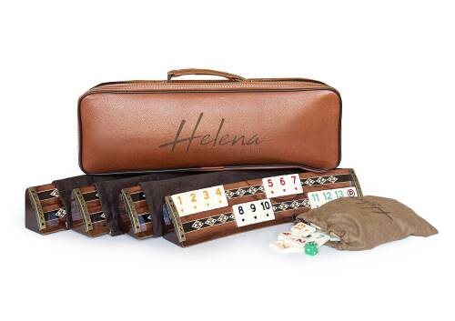 Helena Wood Art Mozaikli Oval Masif Okey Takımı Gül - 8