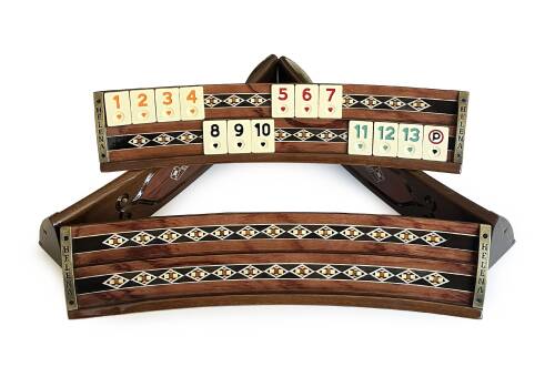 Helena Wood Art Mozaikli Oval Masif Okey Takımı Gül - 10