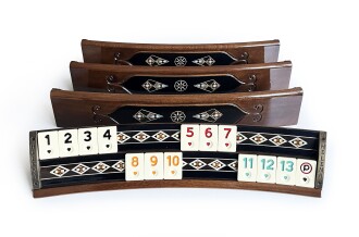 Helena Wood Art Mozaikli Oval Masif Okey Takımı Koyu - 3