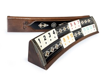 Helena Wood Art Mozaikli Oval Masif Okey Takımı Koyu - 4