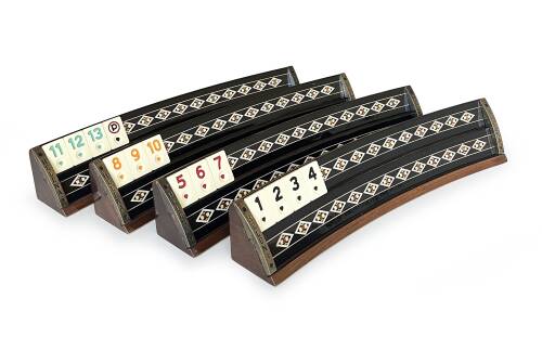 Helena Wood Art Mozaikli Oval Masif Okey Takımı Koyu - 5