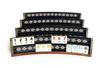 Helena Wood Art Mozaikli Oval Masif Okey Takımı Koyu - 6