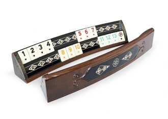 Helena Wood Art Mozaikli Oval Masif Okey Takımı Koyu - 7