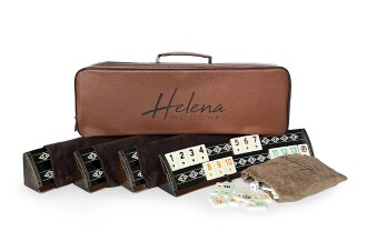 Helena Wood Art Mozaikli Oval Masif Okey Takımı Koyu - 8