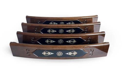 Helena Wood Art Mozaikli Oval Masif Okey Takımı Koyu - 9