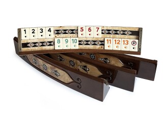 Helena Wood Art Mozaikli Oval Masif Okey Takımı Mazel - 2