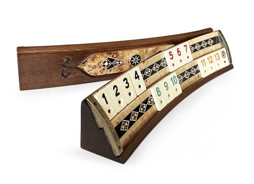 Helena Wood Art Mozaikli Oval Masif Okey Takımı Mazel - 4