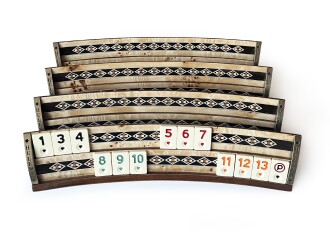 Helena Wood Art Mozaikli Oval Masif Okey Takımı Mazel - 6