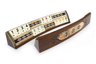 Helena Wood Art Mozaikli Oval Masif Okey Takımı Mazel - 7