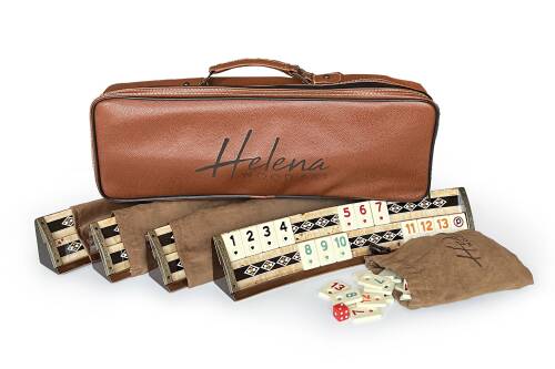 Helena Wood Art Mozaikli Oval Masif Okey Takımı Mazel - 8