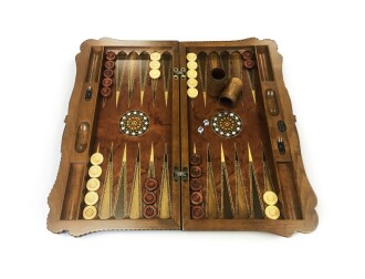 24 Inch Hand-Carved Mother of Pearl Inlaid Massive Wooden Handmade Grand Ottoman Sultan Exclusive Backgammon Set