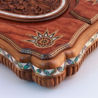 Helena Wood Art Ottoman Grand Sedef Mozaik Tavla Gül Ağacı - Thumbnail