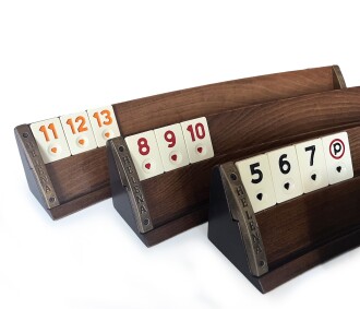 Helena Wood Art Oval El Yapımı Masif Ahşap Okey Takımı Sade - 9