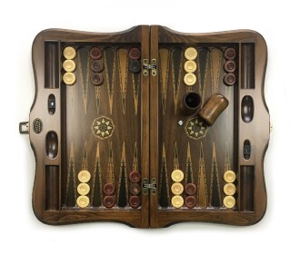 Hand Carved Massive Wood Backgammon Set Handmade Mazel