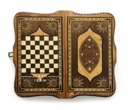 Helena Wood Art Queen Oymalı Masif Ahşap Tavla Mazel - 2