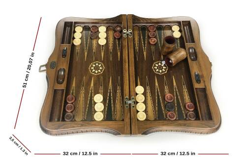 Helena Wood Art Queen Oymalı Masif Ahşap Tavla Mazel - 4