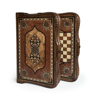 Helena Wood Art Queen Oymalı Masif Ahşap Tavla Rose 