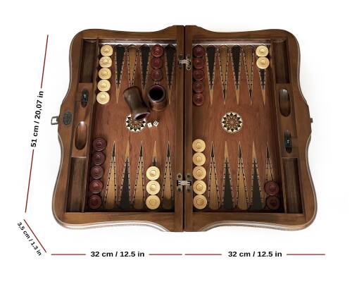 Helena Wood Art Queen Oymalı Masif Ahşap Tavla Rose - 3