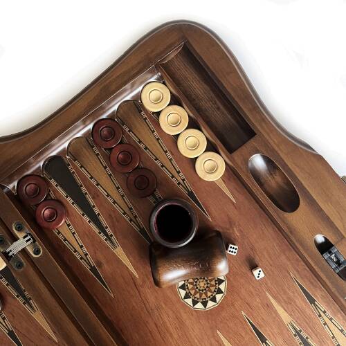 Helena Wood Art Queen Oymalı Masif Ahşap Tavla Rose - 5