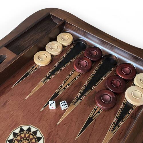 Helena Wood Art Queen Oymalı Masif Ahşap Tavla Rose - 6