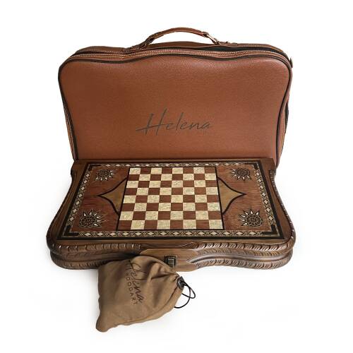 Helena Wood Art Queen Oymalı Masif Ahşap Tavla Rose - 10