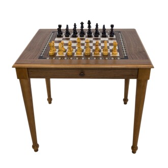 Helena Wood Art Satranç Masası Çekmeceli Ceviz - 2