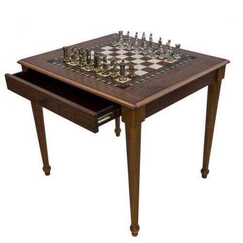 Helena Wood Art Satranç Masası Çekmeceli Ceviz - 3