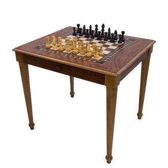 Helena Wood Art - Helena Wood Art Chess Table with Drawer Rose