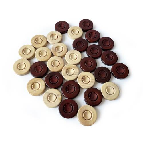 El Yapımı Şimşir Ahşap Tavla Pulu 35 mm - 4