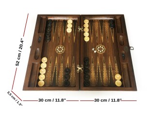 Helena Wood Art Smarty Carved Oymalı Tavla Koyu Ceviz - 4