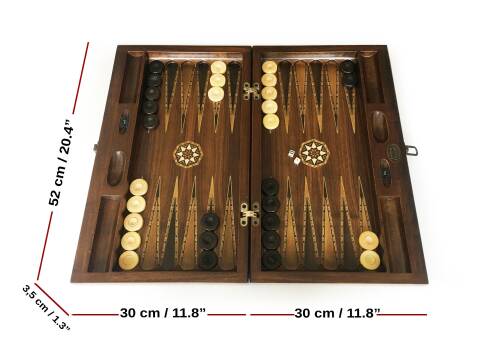 Helena Wood Art Smarty Carved Oymalı Tavla Koyu Ceviz - 4