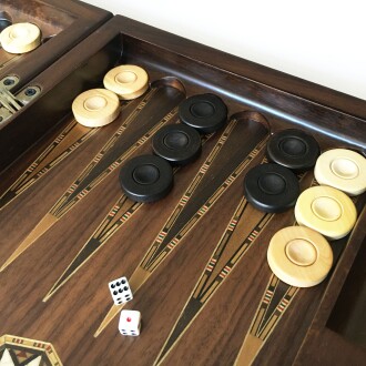 Helena Wood Art Smarty Carved Oymalı Tavla Koyu Ceviz - 5