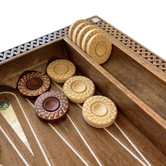 Helena Wood Art Topkapı Sedef Kakma Oymalı Nakışlı Ahşap Tavla Seti - 5