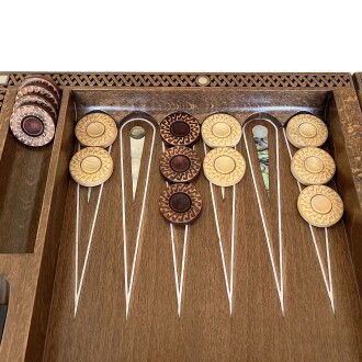 Helena Wood Art Topkapı Sedef Kakma Oymalı Nakışlı Ahşap Tavla Seti - 6