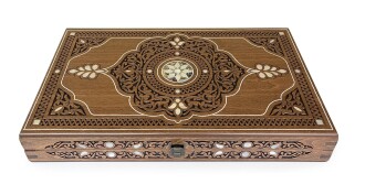 Helena Wood Art Topkapı Sedef Kakma Oymalı Nakışlı Ahşap Tavla Seti - 7