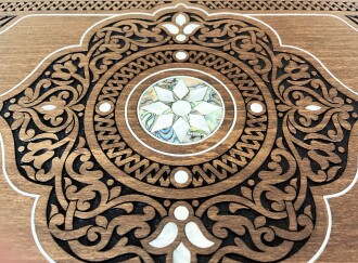 Helena Wood Art Topkapı Sedef Kakma Oymalı Nakışlı Ahşap Tavla Seti - 9