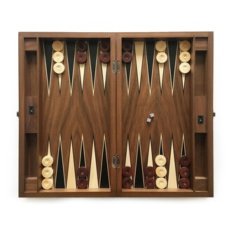 Tuana Game - Handmade Walnut Backgammon Set Wide with Numerator and Checkers