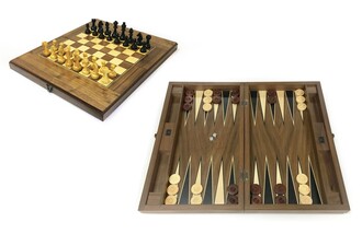 Tuana Game - Handmade Walnut 19.6" Wide Backgammon + Chess Set with Numerator