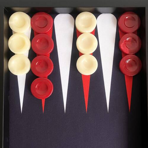 Helena Wood Art Turnuva Boy Tavla Kumaş Zemin 57x75 cm Kırmızı Beyaz Ahşap Vido - 8