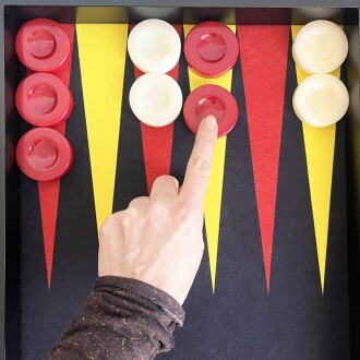 Helena Wood Art Turnuva Boy Tavla Kumaş Zemin 57x75 cm Sarı Kırmızı Ahşap Vido - 5