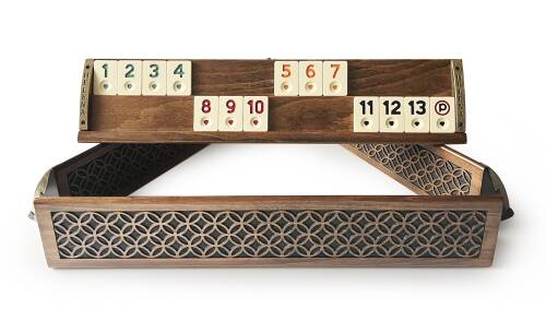 Helena Wood Art VIP Oymalı Masif Ahşap Okey Takımı Begonya - 5