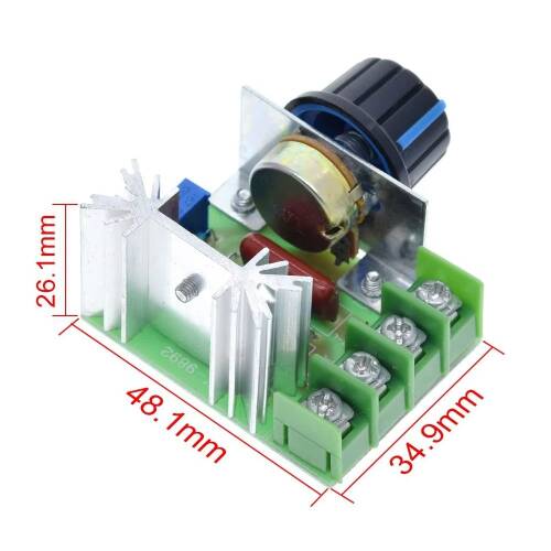 Hız Düğmesi 2000W Thyristor Elektronik Voltaj Regülatörü Dim Hız Sıcaklık Kontrolü - 3
