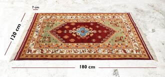 İzmir Antik Yörük El Dokuması Yün Halı - 3