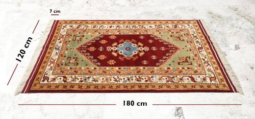 İzmir Antik Yörük El Dokuması Yün Halı - 3