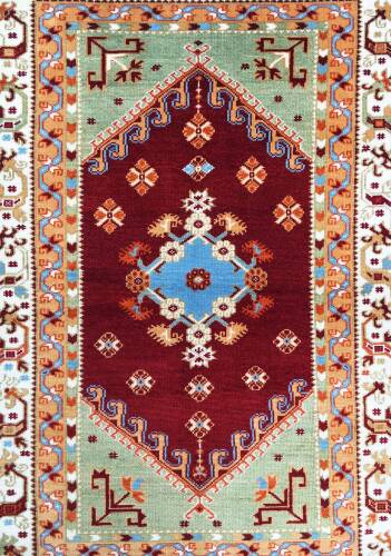 İzmir Antik Yörük El Dokuması Yün Halı - 7