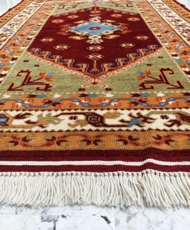 İzmir Antik Yörük El Dokuması Yün Halı - 8